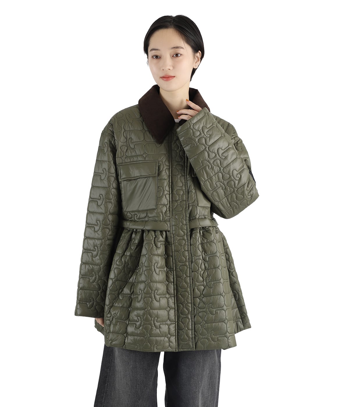 レディース】Shiny Quilt Midi Jacket w. Flare | GANNI(ガニー