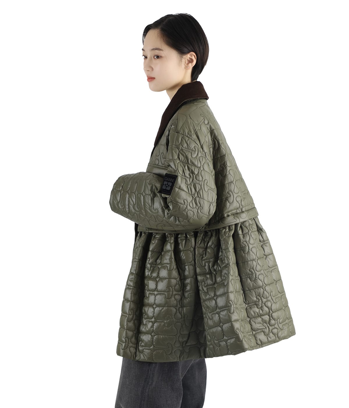 レディース】Shiny Quilt Midi Jacket w. Flare | GANNI(ガニー