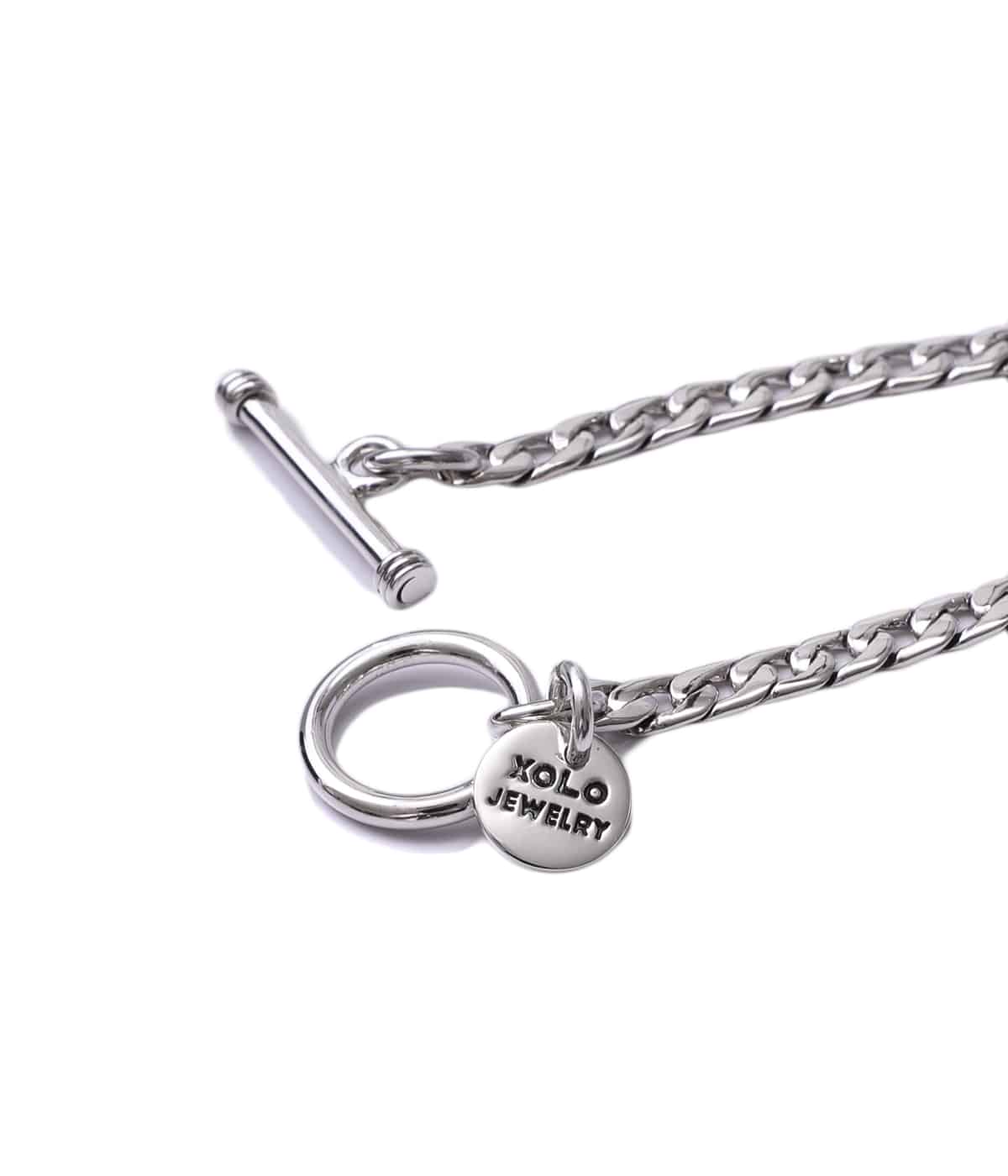 XOLO JEWELRY Link Braceret ➖7mm. 約19cm XO' Heart Link Bracelet with Simulated CZ in 14K Yellow Gold