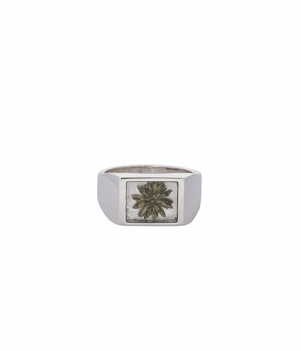 Signet Ring with Gray & Gold Flower | XOLO JEWELRY(ショロ