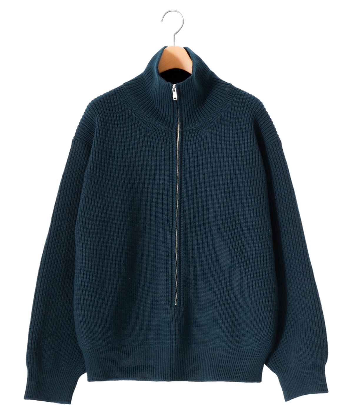 YOKE 21AW 2WAY ニットポロ グレージュ S size 3/4 FRONT ZIP HIGHNECK RIB SWEATER | YOKE(ヨーク) / トップス
