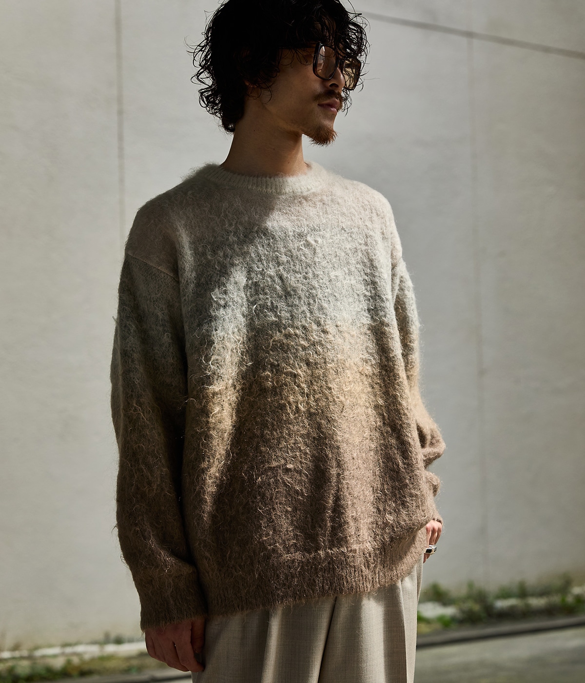 限定値下YOKE for Graphpaper Landscape Mohair ヨーク“自然の情景”着想のジャカードニット＆チェック裏地の