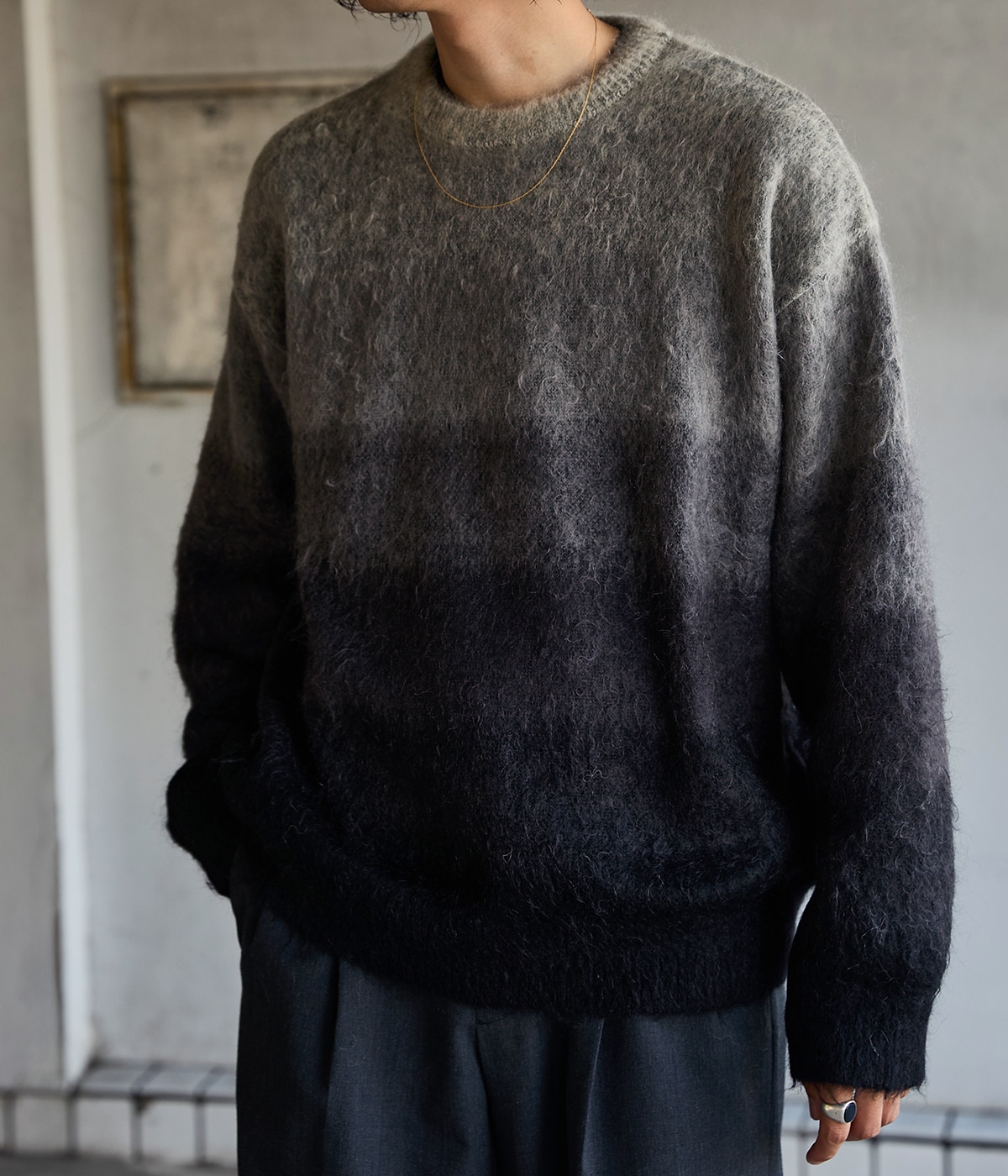 45R フロート 縮絨 de アニー Tシャツ ニット グレー doublet/ダブレット】ニットプルオーバー BOUNCE FUSION KNIT