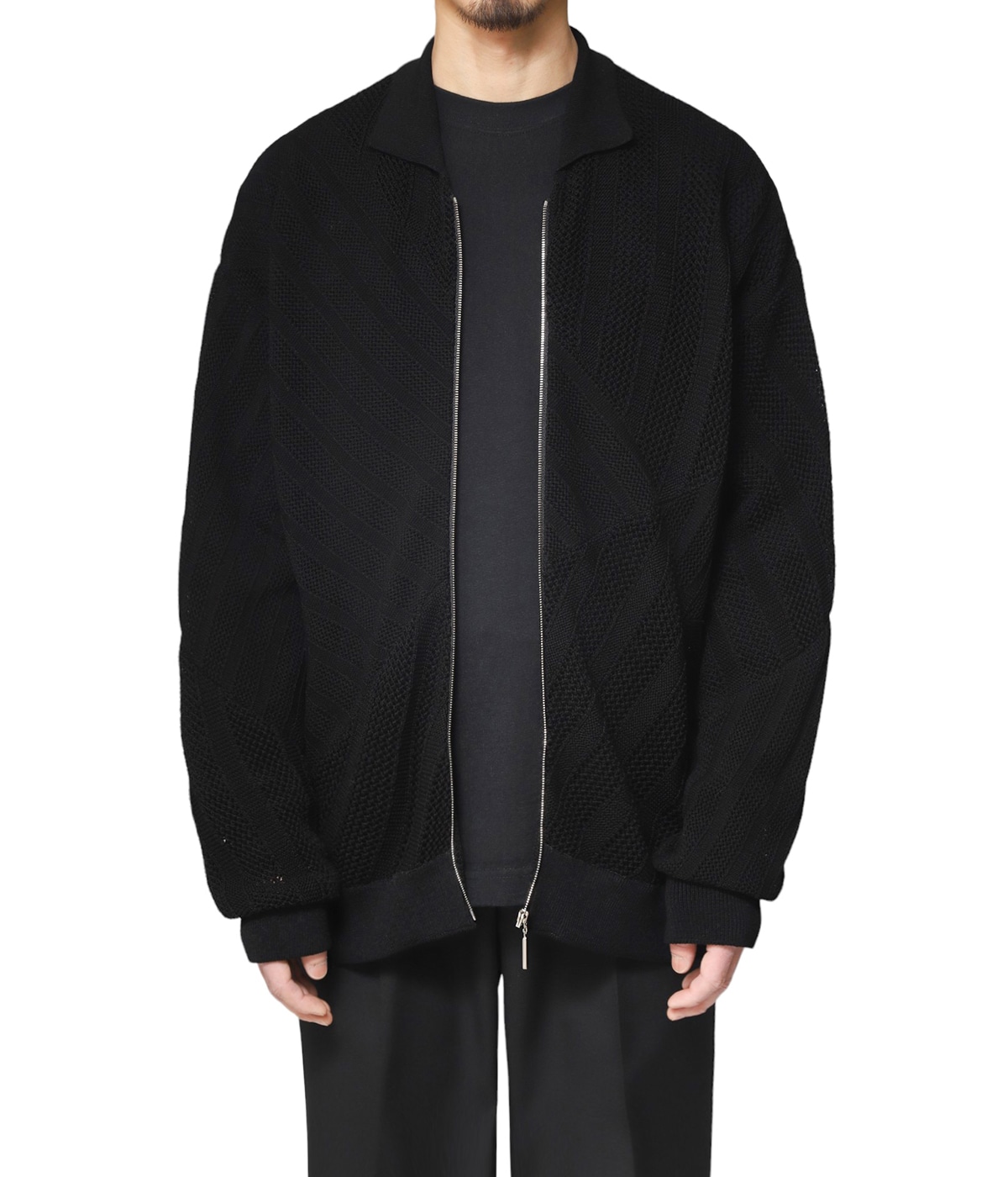 ymwkカーディガン YOKE - ヨーク24SS COTTON MESH STRIPE ZIP-UP CARDIGAN