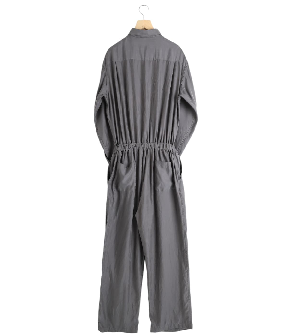   キーホール ネックライン クロップ ジャンプスーツ open collar belted assort l/s jump suit / 開襟ベルト付き