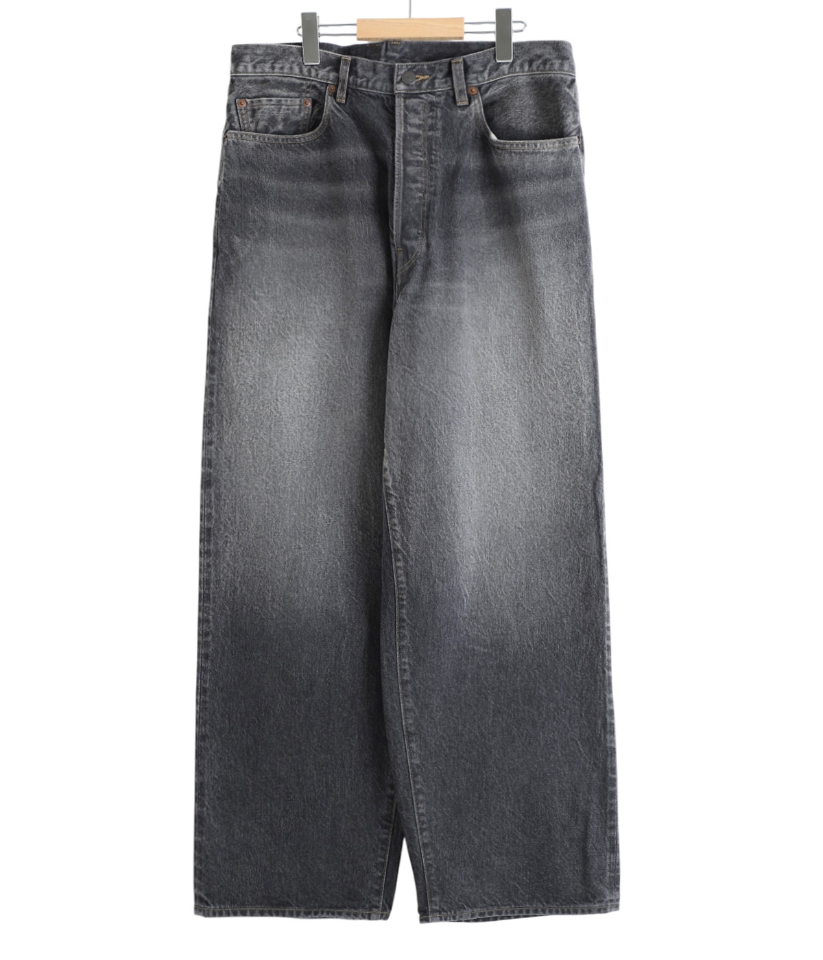 パンツ Rare 00s Archive Brush bleach blackDenim INTERIM(インテリム) - MILK PAINT USED BLACK DENIM 2-TUCK
