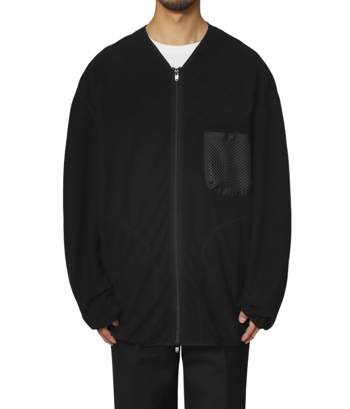 back gusset sleeve full zip fleece jacket.(solid