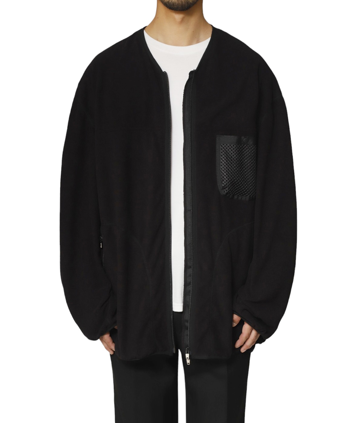 back gusset sleeve full zip fleece jacket.(solid