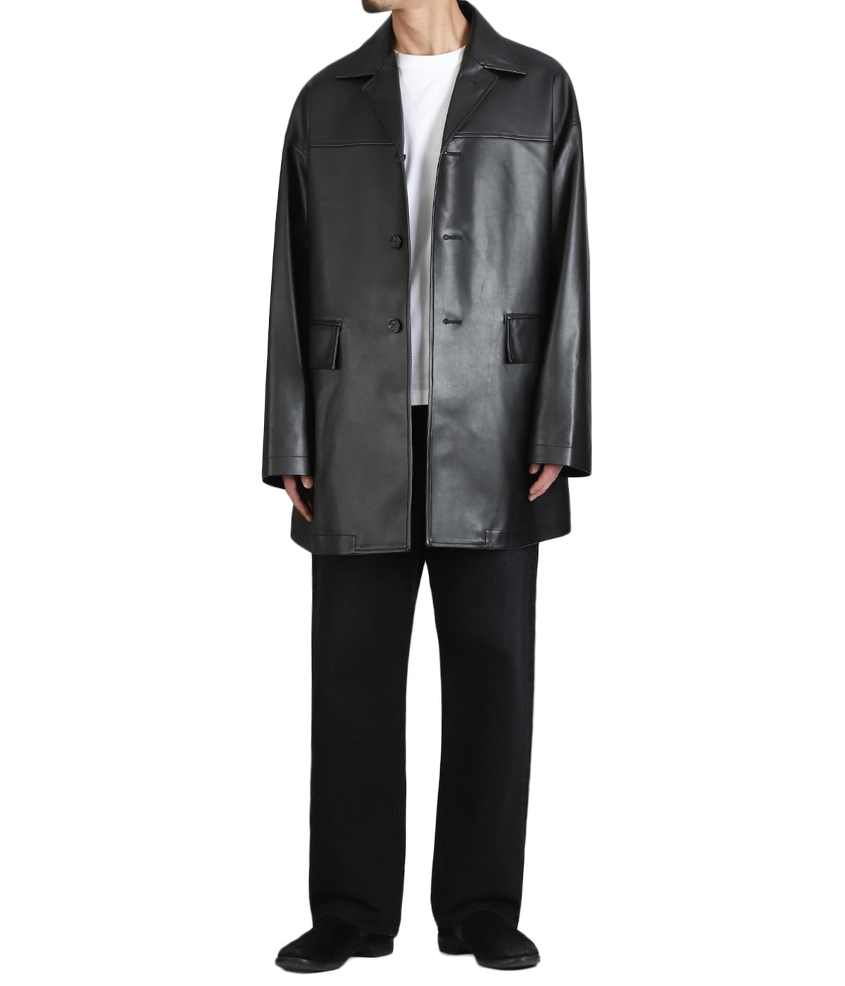 FAUX LEATHER TUCK ジャケット faux leather sack coat. | TAKAHIROMIYASHITATheSoloist.(タカヒロ