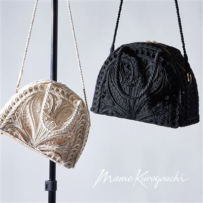 Mame Kurogouchi｜Cording Embroidery Demi Lune Handbag