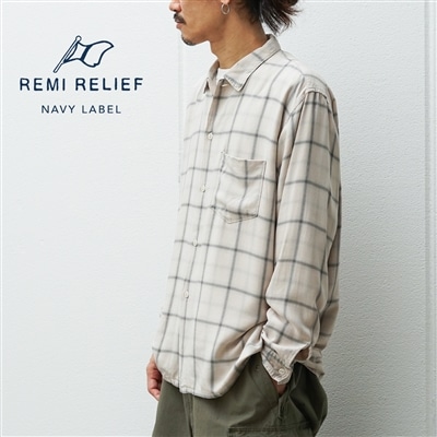 REMI RELIEF NAVY LABEL｜ヴィンテージ風レーヨンが織り成す、上質なオープンカラーシャツ